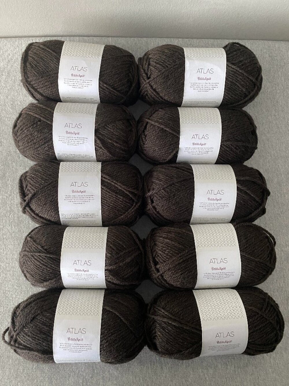 NWT Sandnes Garn Atlas Colour 2381 Atlas Coffee Melange PetiteKnit Lot of 10